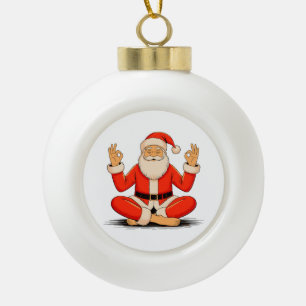 Adorno De Cerámica Tipo Bola Yoga Santa Namaste Meditación Navidad Vacaciones