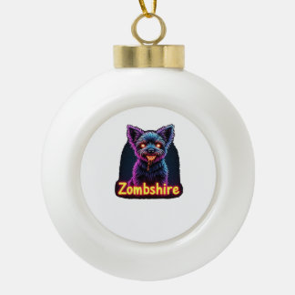 Adorno De Cerámica Tipo Bola Yorkshire Terrier Yorkie Perro Zombie Halloween Ov