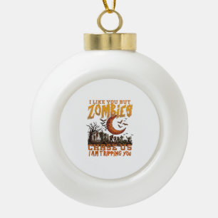 Adorno De Cerámica Tipo Bola Zombies nos persiguen Halloween Cementerio Luna Cr