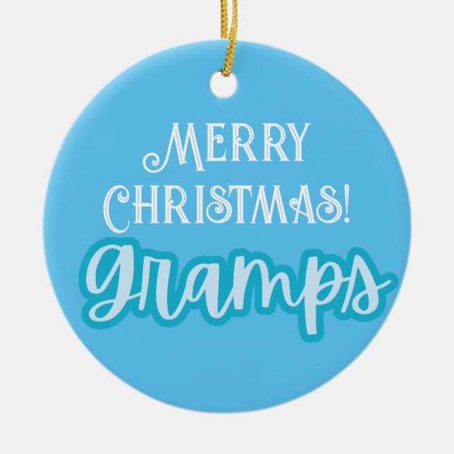 Adorno De Cerámica Tipografía Azul Guay Feliz Navidad Gramados (Frente)