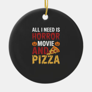 Adorno De Cerámica Tipografía de película de terror y pizza de Hallow