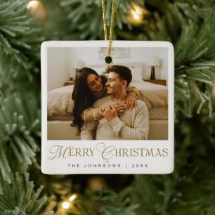 Adorno De Cerámica Tipografía elegante moderna Feliz Navidad Foto