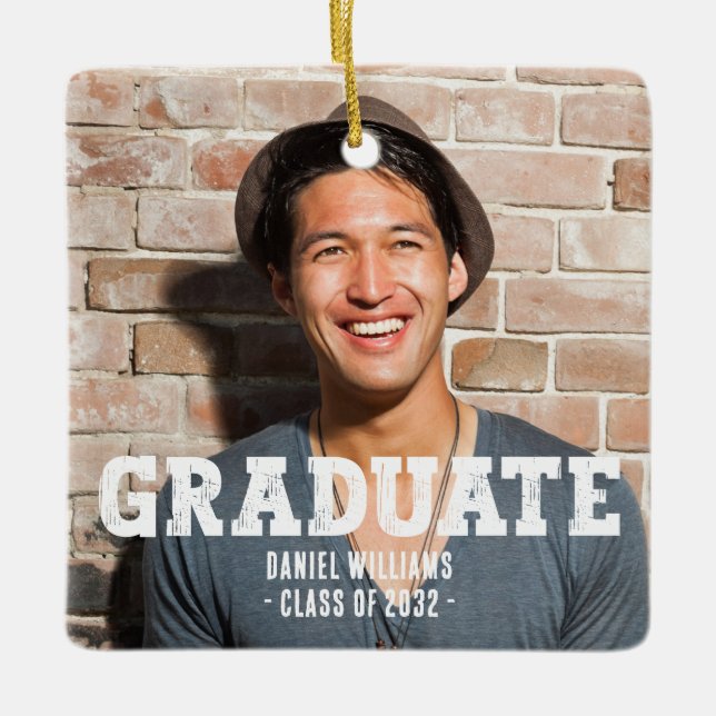 Adorno De Cerámica Tipografía fotográfica Personalizado moderna (Anverso)