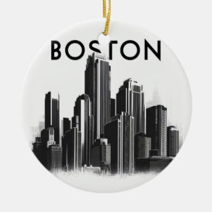 Adorno De Cerámica Tipografía Horizonte de la ciudad de Boston, Ciuda