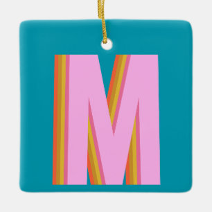 Adorno De Cerámica Tipografía Retro Negrita Monograma Letra en Azul