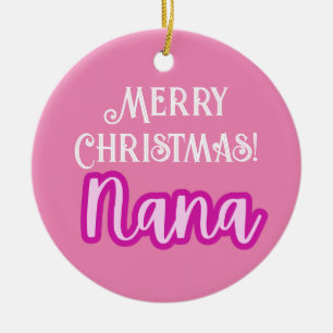 Adorno De Cerámica Tipografía rosa bonito Feliz Navidad Nana