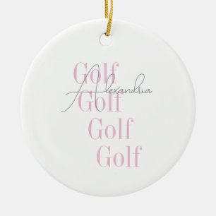 Adorno De Cerámica Tipografía rosa del golf femenino personalizada