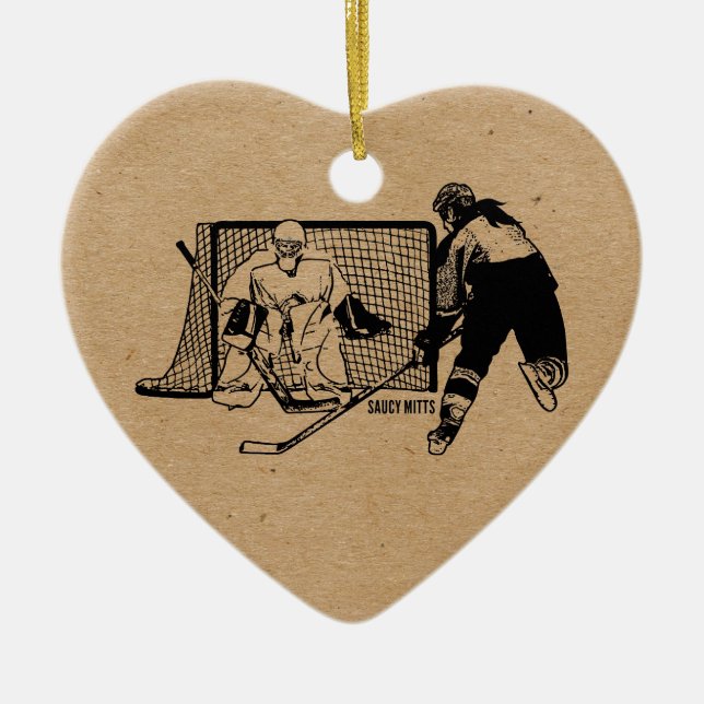 Adorno De Cerámica Tirado en el hockey neto (femenino) (Frente)