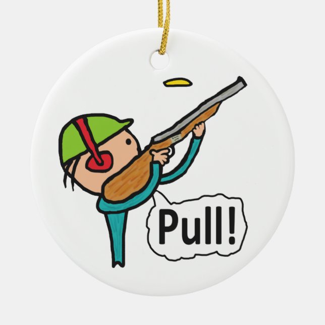 Adorno De Cerámica Tiroteo con trampa de pichón de arcilla (Frente)