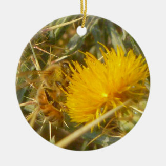 Adorno De Cerámica Tistle de abejas y estrellas (Centaurea solstitial