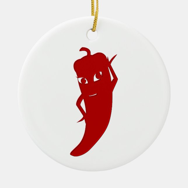 Adorno De Cerámica Todas las divas rojas de pimienta caliente (Frente)