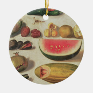 Adorno De Cerámica Todavía vida con la fruta y el sapo