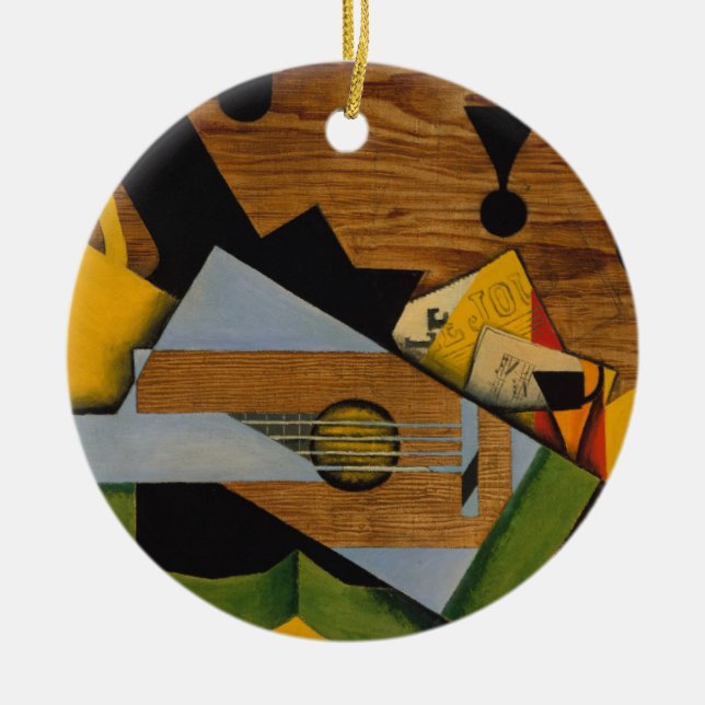 Adorno De Cerámica Todavía vida con una guitarra (Frente)