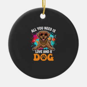 Adorno De Cerámica Todo lo que necesitas es amor y un perro gráfico