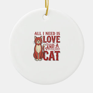 Adorno De Cerámica Todo lo que necesito es amor y un gato Diseño vint