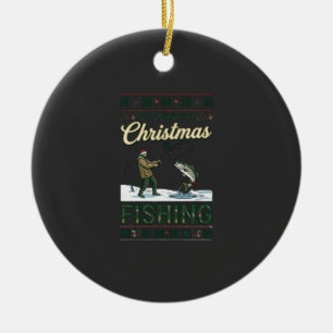 Adorno De Cerámica Todo Lo Que Quiere Navidad Es Pescando Pescador Pe