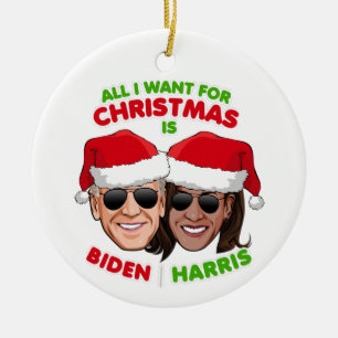 ADORNO DE CERÁMICA TODO LO QUE QUIERO DE LOS NAVIDADES ES BIDEN HARRI