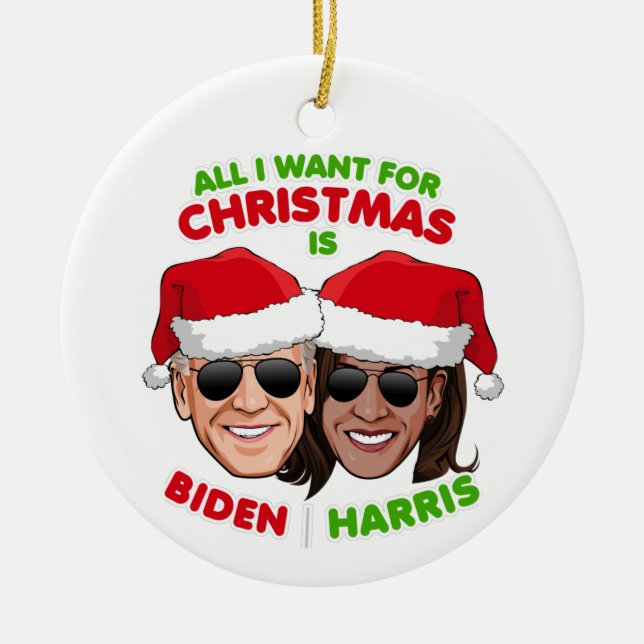 ADORNO DE CERÁMICA TODO LO QUE QUIERO DE LOS NAVIDADES ES BIDEN HARRI (Frente)