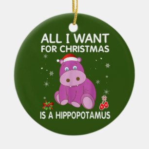 Adorno De Cerámica Todo Lo Que Quiero Para Los Navidades Es Un Hippo