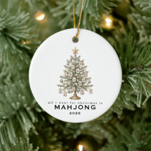 Adorno De Cerámica Todo lo que Quiero para Navidad es Mahjong Diverti