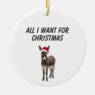 Adorno De Cerámica todo lo que quiero para Navidad es un burro,