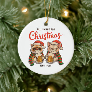 Adorno De Cerámica Todo lo que quiero para Navidad no eres tú Gatos e