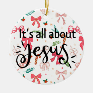 Adorno De Cerámica Todo trata de Jesús – Lazo de Navidad Colorido