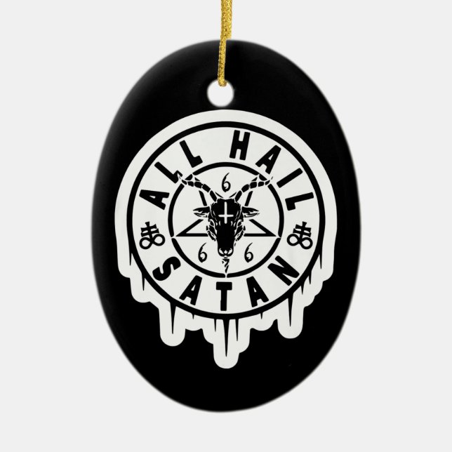 Adorno De Cerámica Todos Hail Satan 666 Baphomet Cabeza de cabra Sata (Frente)