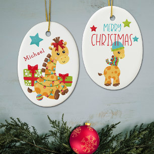 Adorno De Cerámica Todos los Navidades de Giraffe Kids envueltos