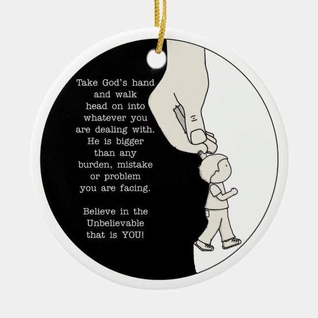 Adorno De Cerámica Tomar la mano de Dios (Frente)