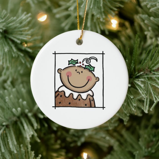 Adorno De Cerámica Tono cutáneo medio personalizado de bebé cara de b (Árbol)