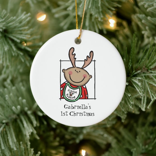 Adorno De Cerámica Tono cutáneo medio personalizado de bebé cara de b (Árbol)