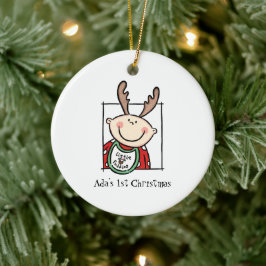 Adorno De Cerámica Tono de piel clara personalizado de bebé frente a