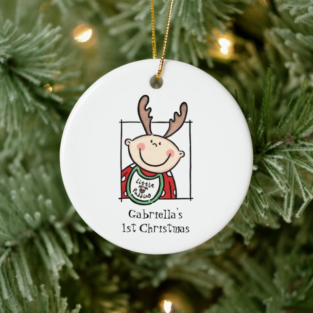 Adorno De Cerámica Tono de piel clara personalizado de bebé frente a  (Árbol)