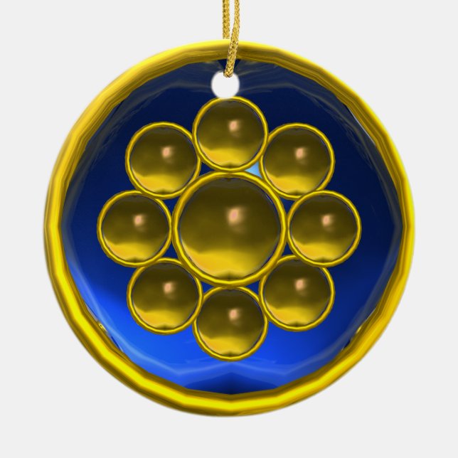 ADORNO DE CERÁMICA TOPAZ AMARILLO,MON DE PIEDRA DE AZUL DE SAPPHIRO (Frente)