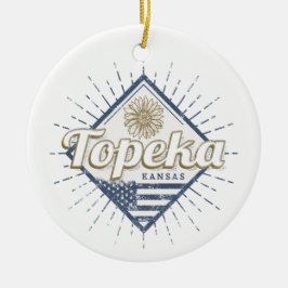 Adorno De Cerámica Topeka City Kansas Estados Unidos Sunflower Estado