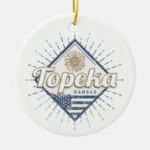 Adorno De Cerámica Topeka City Kansas Estados Unidos Sunflower Estado