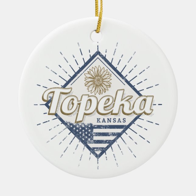 Adorno De Cerámica Topeka City Kansas Estados Unidos Sunflower Estado (Frente)