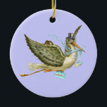 Adorno De Cerámica TORMENTA DE LA DUCHA DE NIÑOS MONOGRAM Blue Aquama<br><div class="desc">Diseño elegante y divertido con colores verde azulados azules y blancos reelaborados a partir de la época.</div>