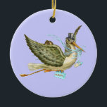 Adorno De Cerámica TORMENTA DE LA DUCHA DE NIÑOS MONOGRAM Blue Aquama<br><div class="desc">Diseño elegante y divertido con colores verde azulados azules y blancos reelaborados a partir de la época.</div>