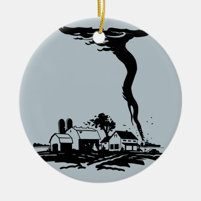 Adorno De Cerámica Tornado Storm Chaser Farm House (Frente)