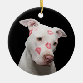 Adorno De Cerámica Toro de pozo blanco con besos