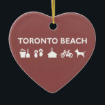 Adorno De Cerámica Toronto Beach Icons Monotone Dark<br><div class="desc">Celebre la diversión y el sol de las playas de Toronto con este moderno diseño icónico adecuado para adultos y niños. El diseño muestra una pintura con pala,  coquetas,  puesto de salvavidas Leuty,  bicicleta y un perro.</div>