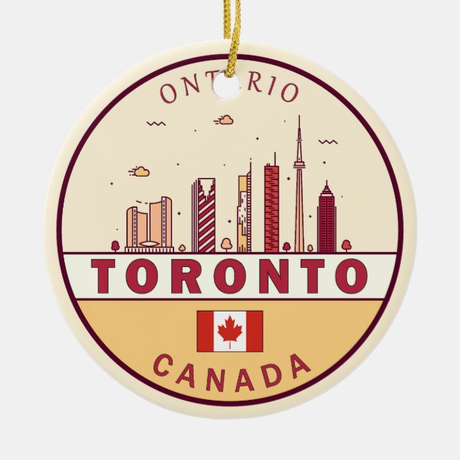Adorno De Cerámica Toronto Canada City Skyline Emblem (Frente)