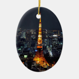 Adorno De Cerámica Torre de Tokio de noche:
