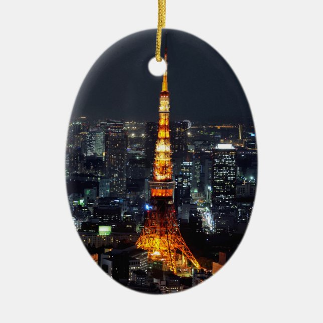Adorno De Cerámica Torre de Tokio de noche: (Frente)