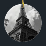 Adorno De Cerámica Torre Eiffel Blanca y Negra en París<br><div class="desc">Fotos de viaje en París - Fotografía de turismo francés en Europa blanca y negra</div>