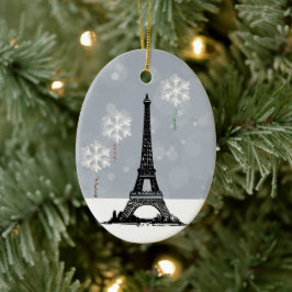 Adorno De Cerámica Torre Eiffel de Invierno, Navidades de globos de c