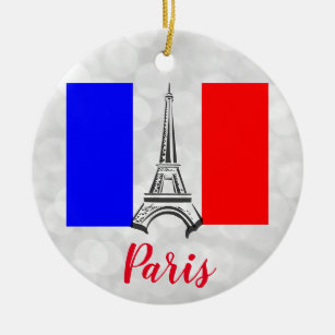 Adorno De Cerámica Torre Eiffel de París Bandera francesa