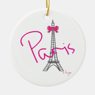 Adorno De Cerámica Torre Eiffel de París con arco rosa